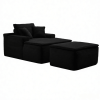 47" Modern Corduroy Upholstered Accent Sofa Chair with Seat Cushion & Ottoman, Single-Seat Lounge Sofa for Small Spaces, No Assembly Required