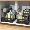1/2pcs kitchen rack for sink organization and storage, under sink organization, sliding pull-out cabinet organization rack, metal sliding drawer