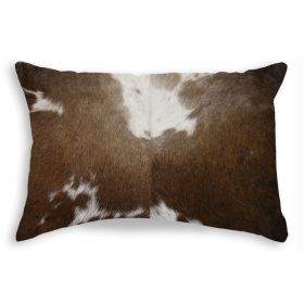 18" Natural Cowhide Throw Pillow (Color: Light Brown)